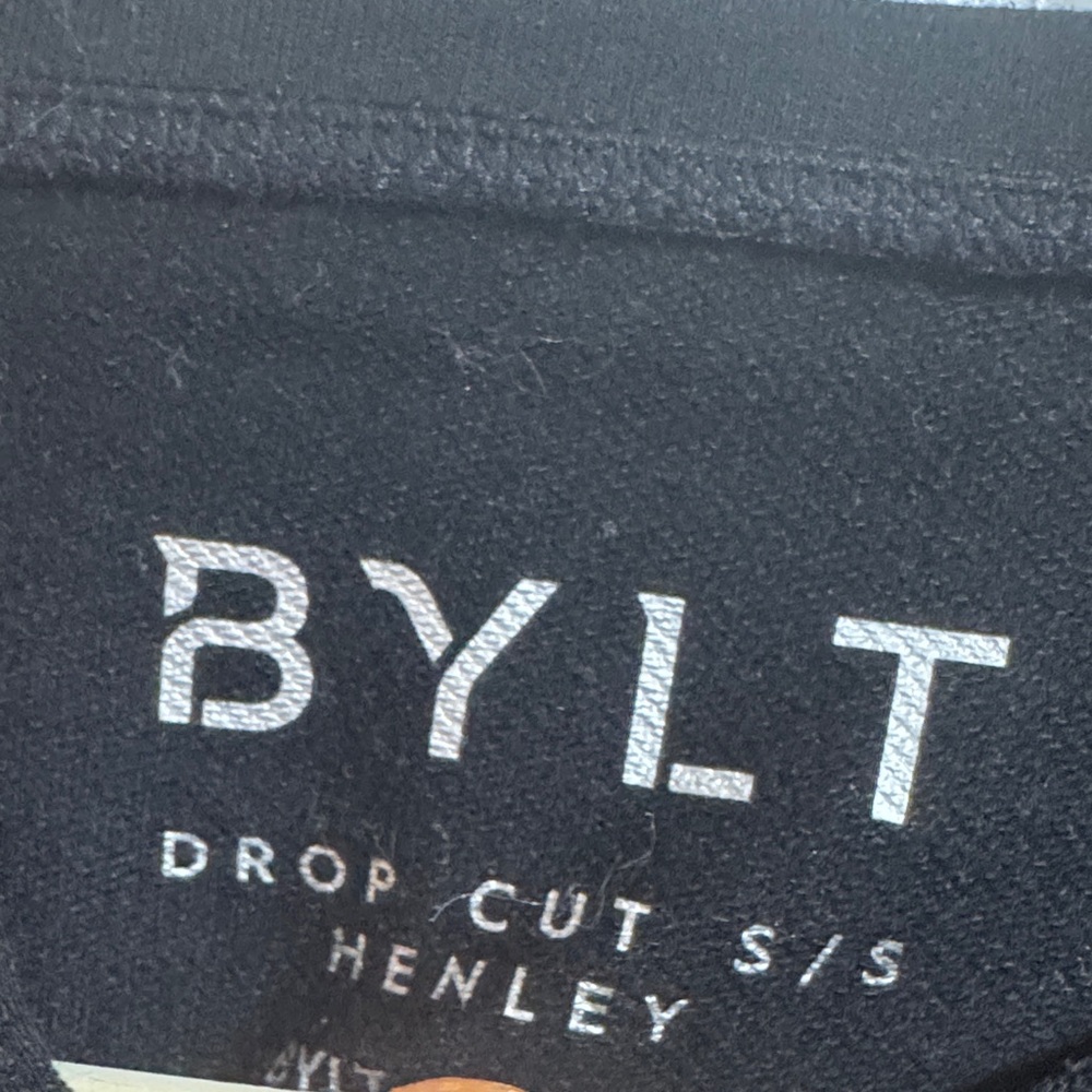BYLT Basics Black Short Sleeve Henley - Picture 2 of 2